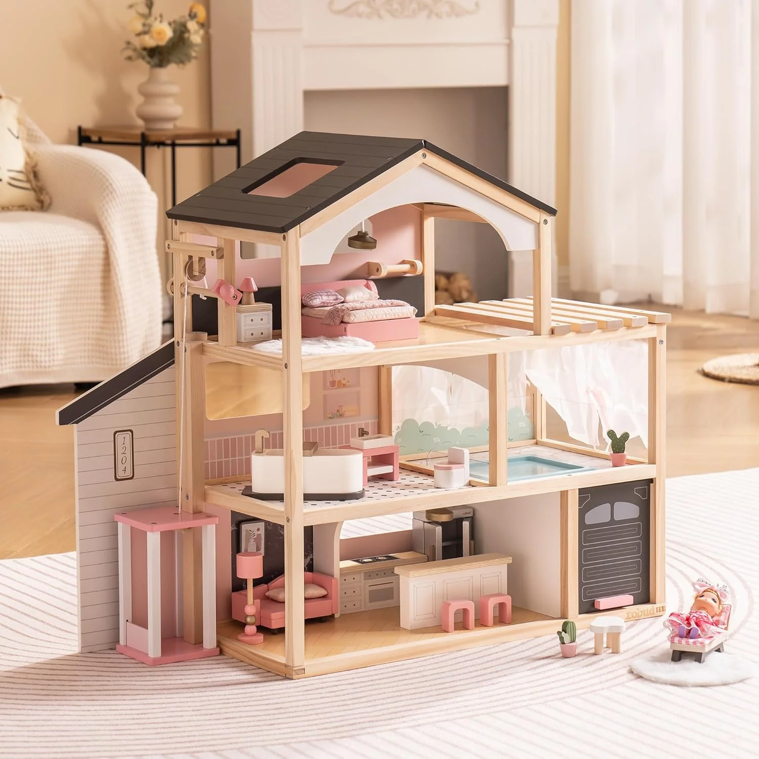 ROBUD Wooden Dollhouse - Florida Black - Image 2