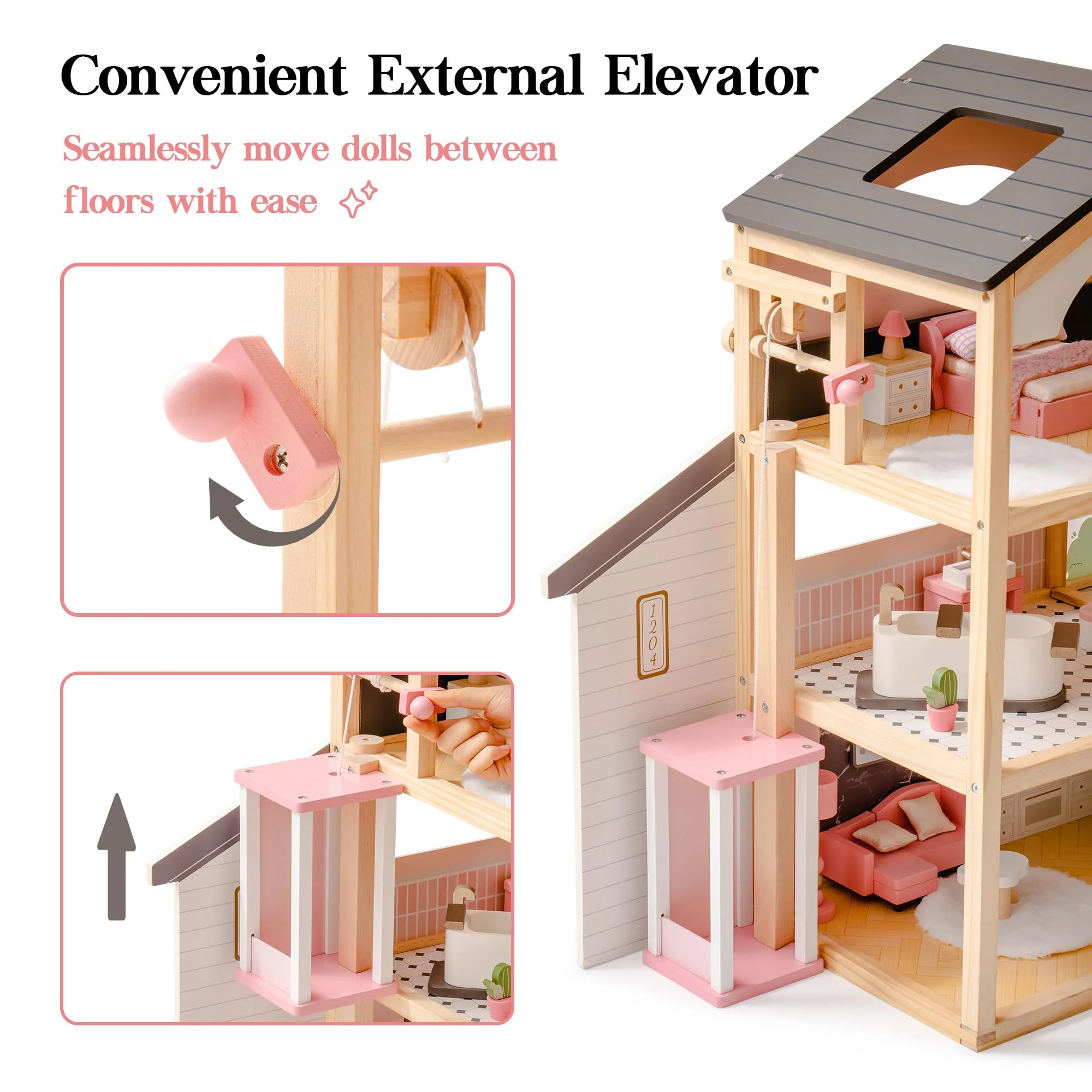 ROBUD Wooden Dollhouse - Florida Black - Image 3