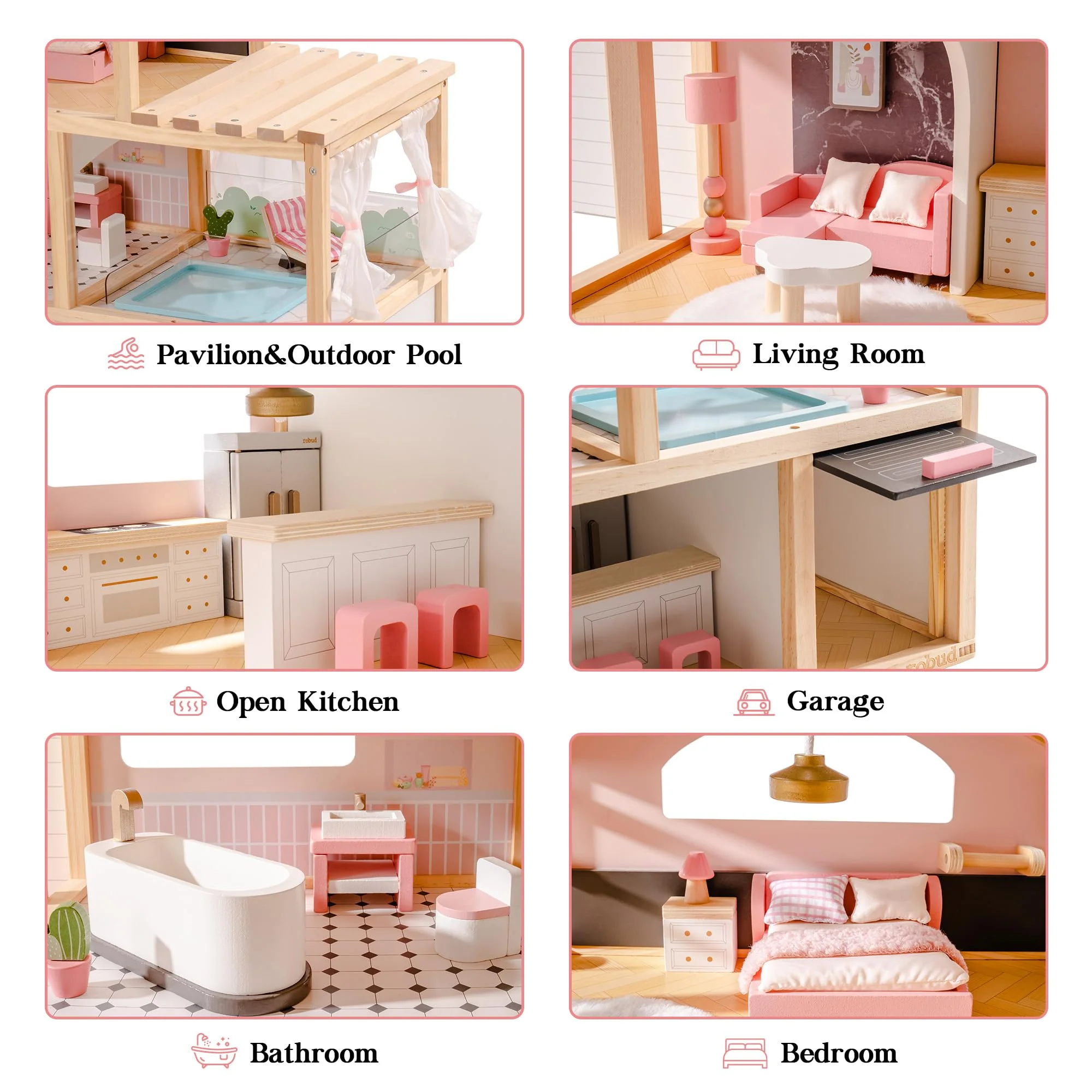 ROBUD Wooden Dollhouse - Florida Black - Image 4