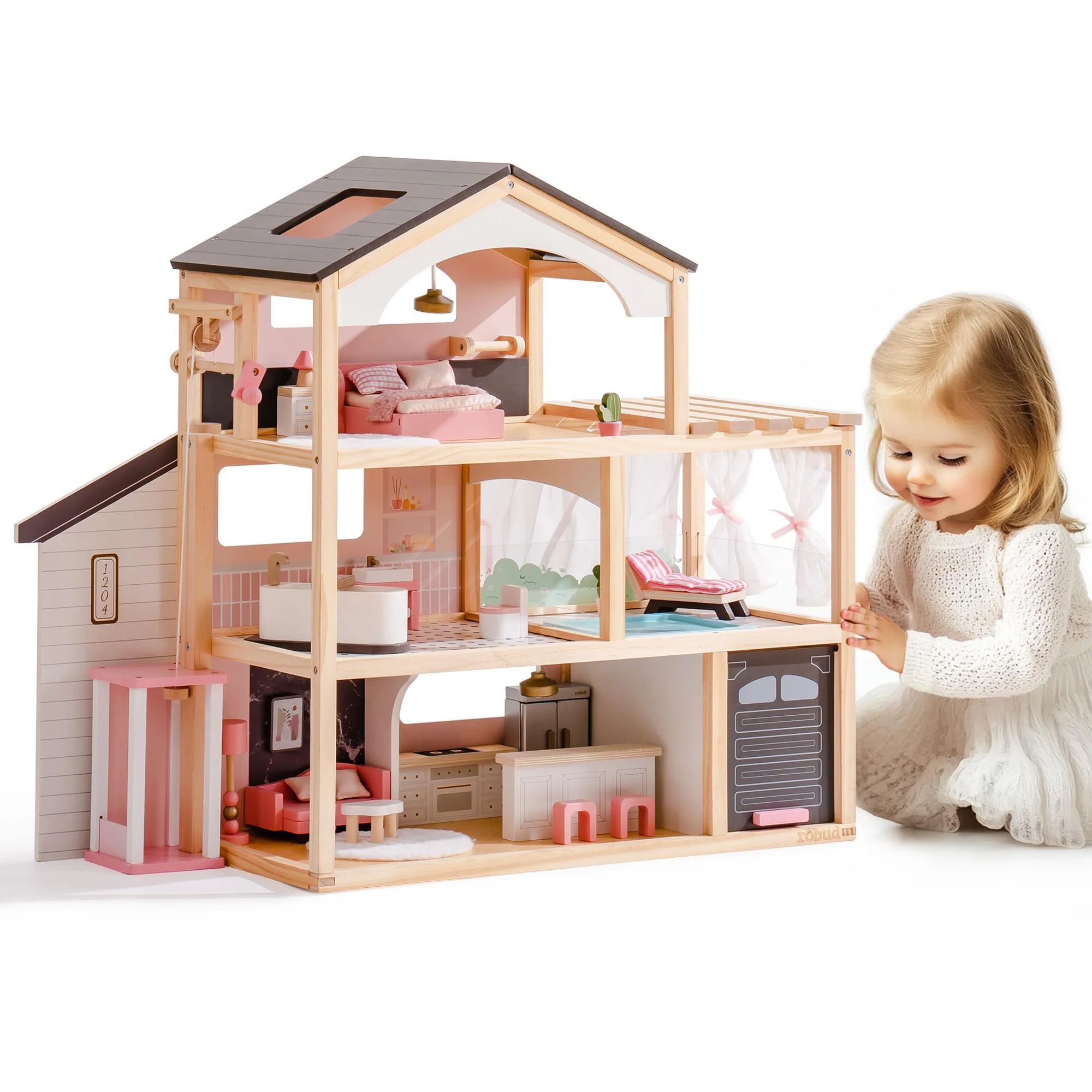 ROBUD Wooden Dollhouse - Florida Black - Image 7