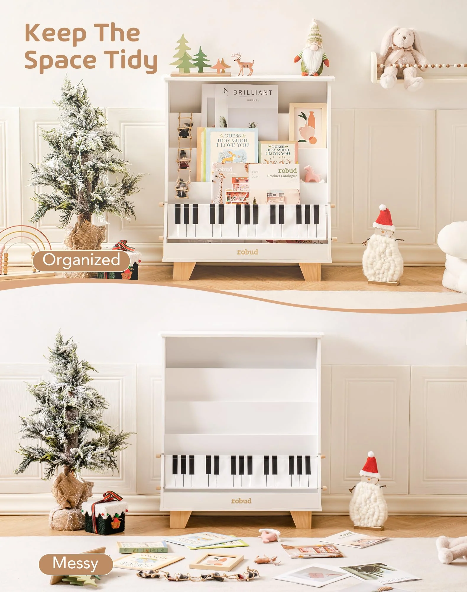 ROBUD Wooden Kids Bookshelf - Piano - Image 14