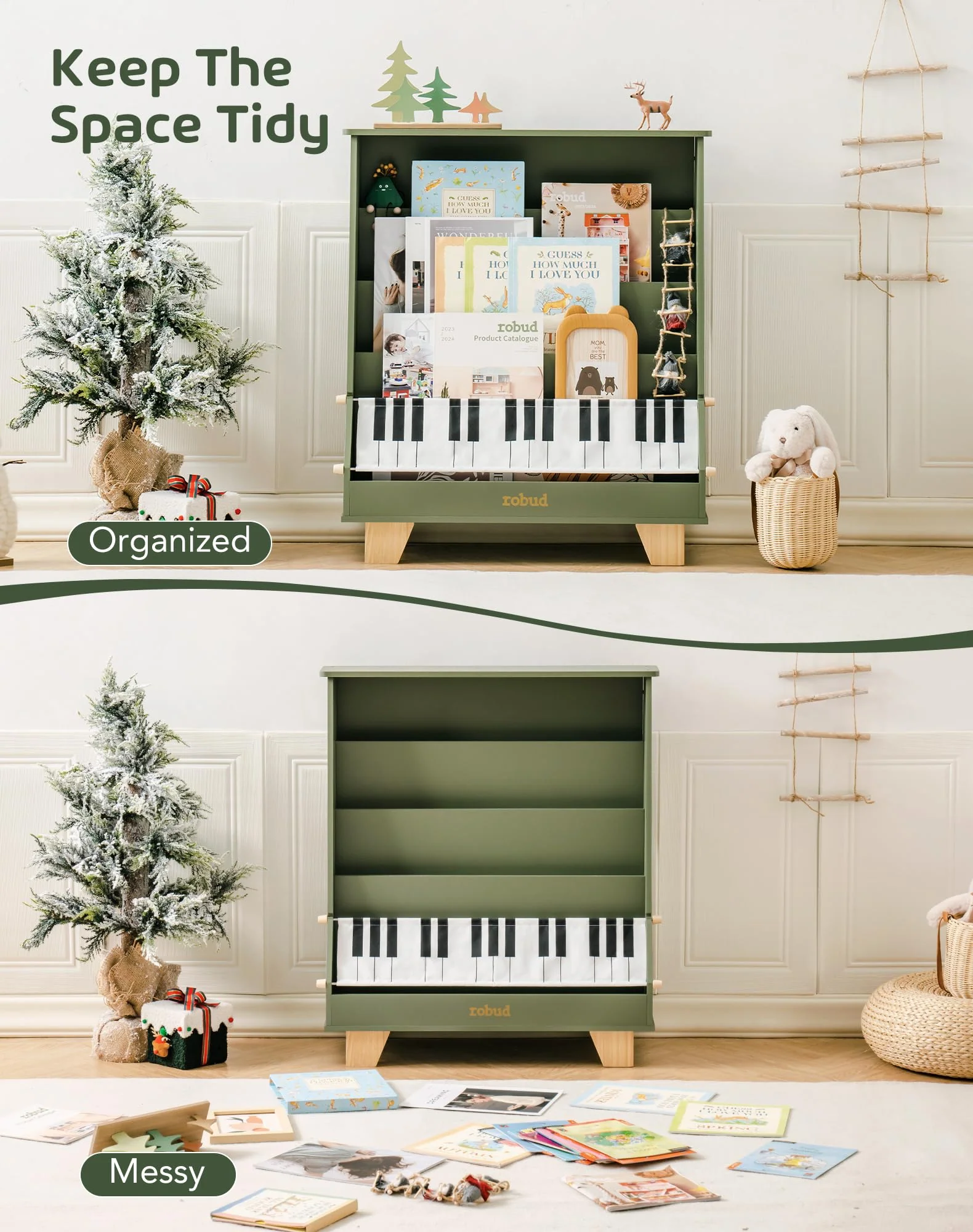 ROBUD Wooden Kids Bookshelf - Piano - Image 3