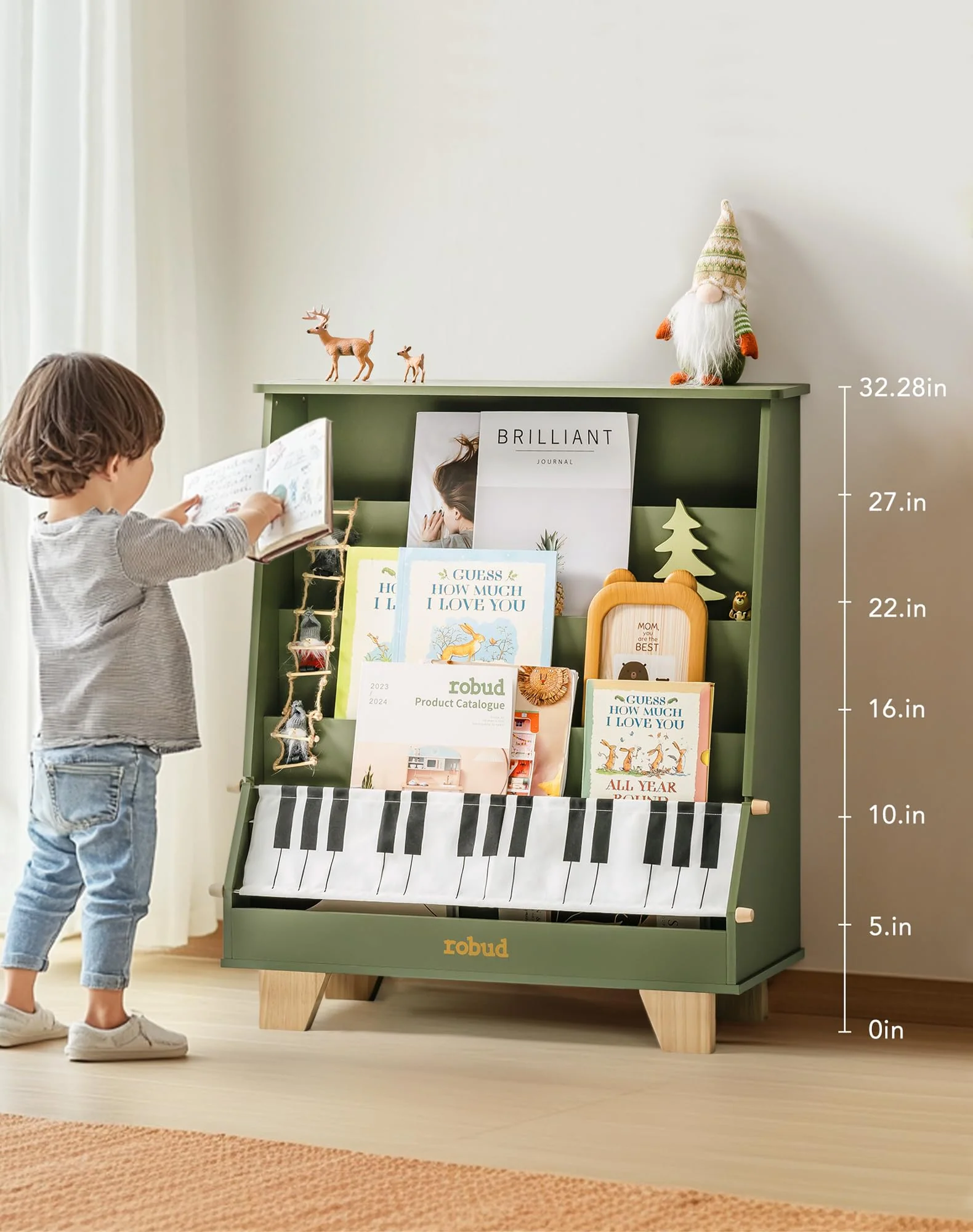 ROBUD Wooden Kids Bookshelf - Piano - Image 6
