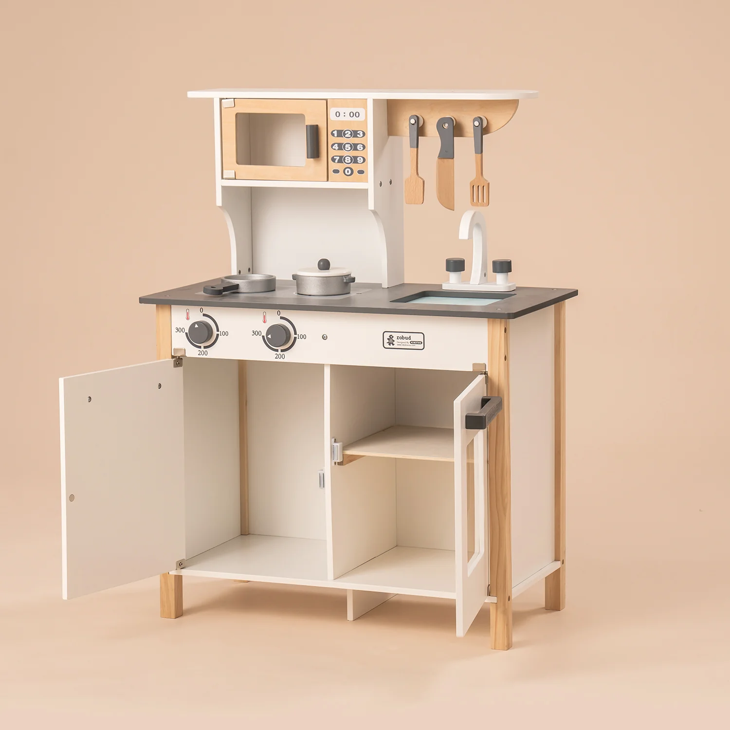 ROBUD Wooden Kids Play Kitchen Playset WG01 - Image 2