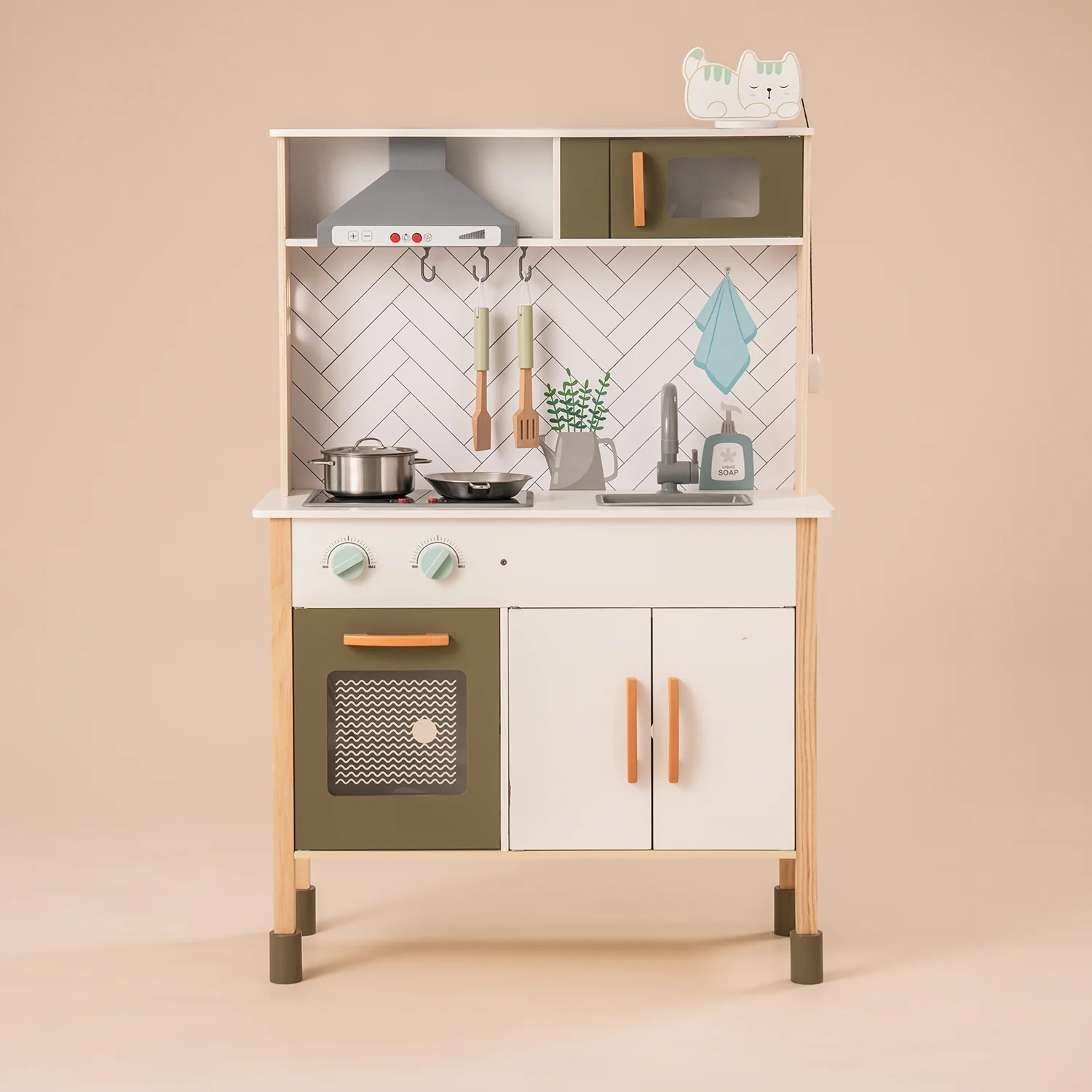 ROBUD Wooden Play Kitchen for Toddlers Kids WG187 - Image 3