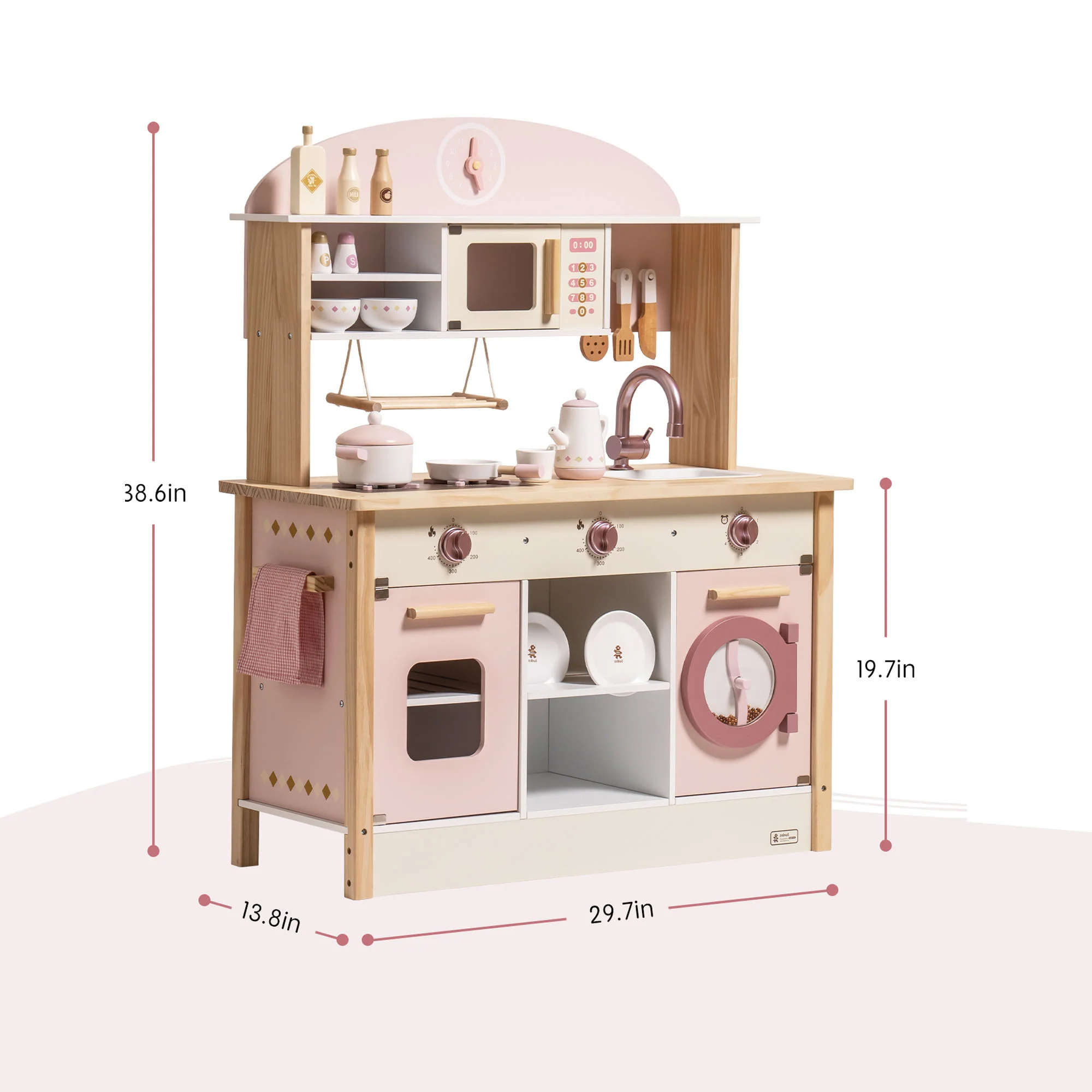 Robud Wooden Play Kitchen with Realistic Accessories - Image 10