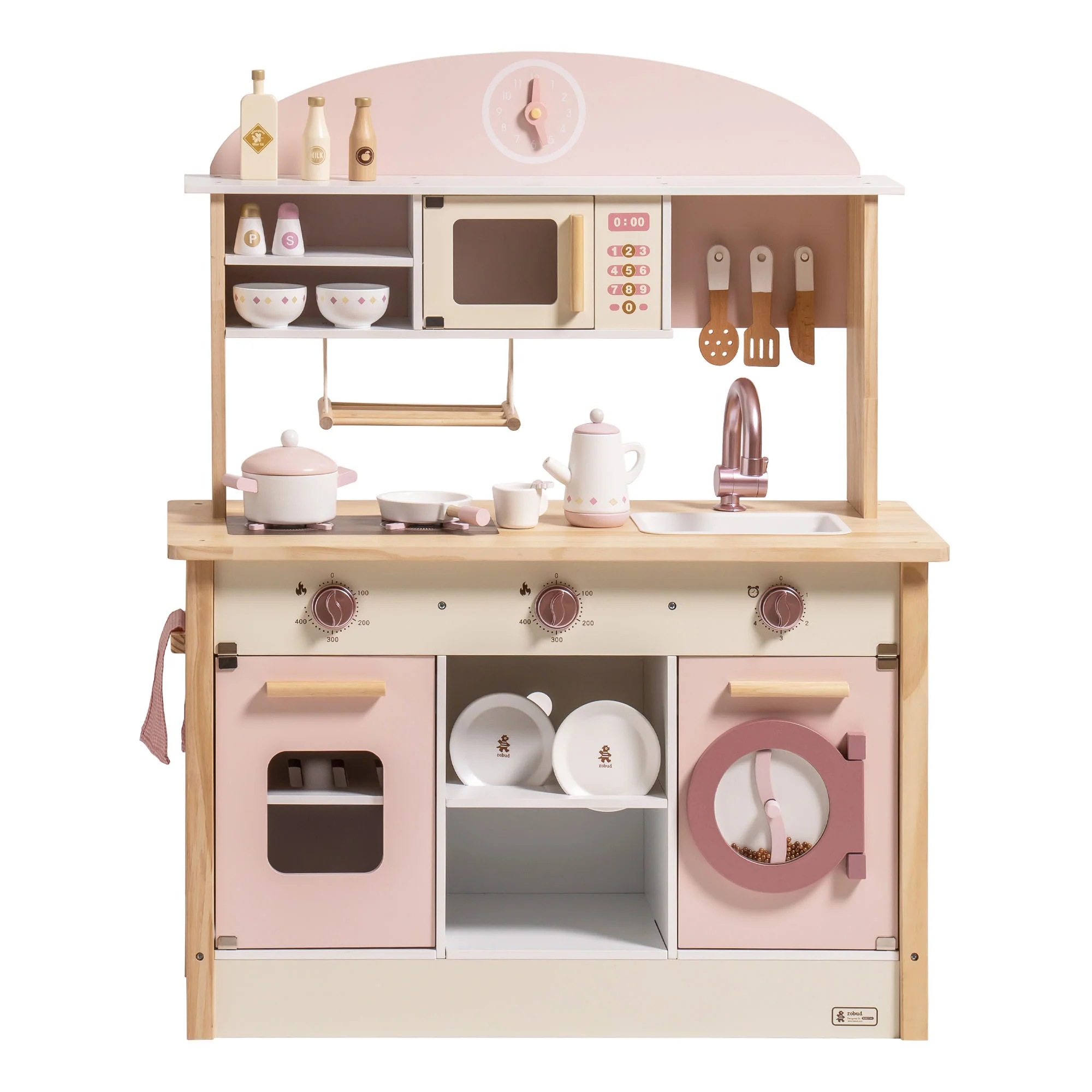 Robud Wooden Play Kitchen with Realistic Accessories - Image 2
