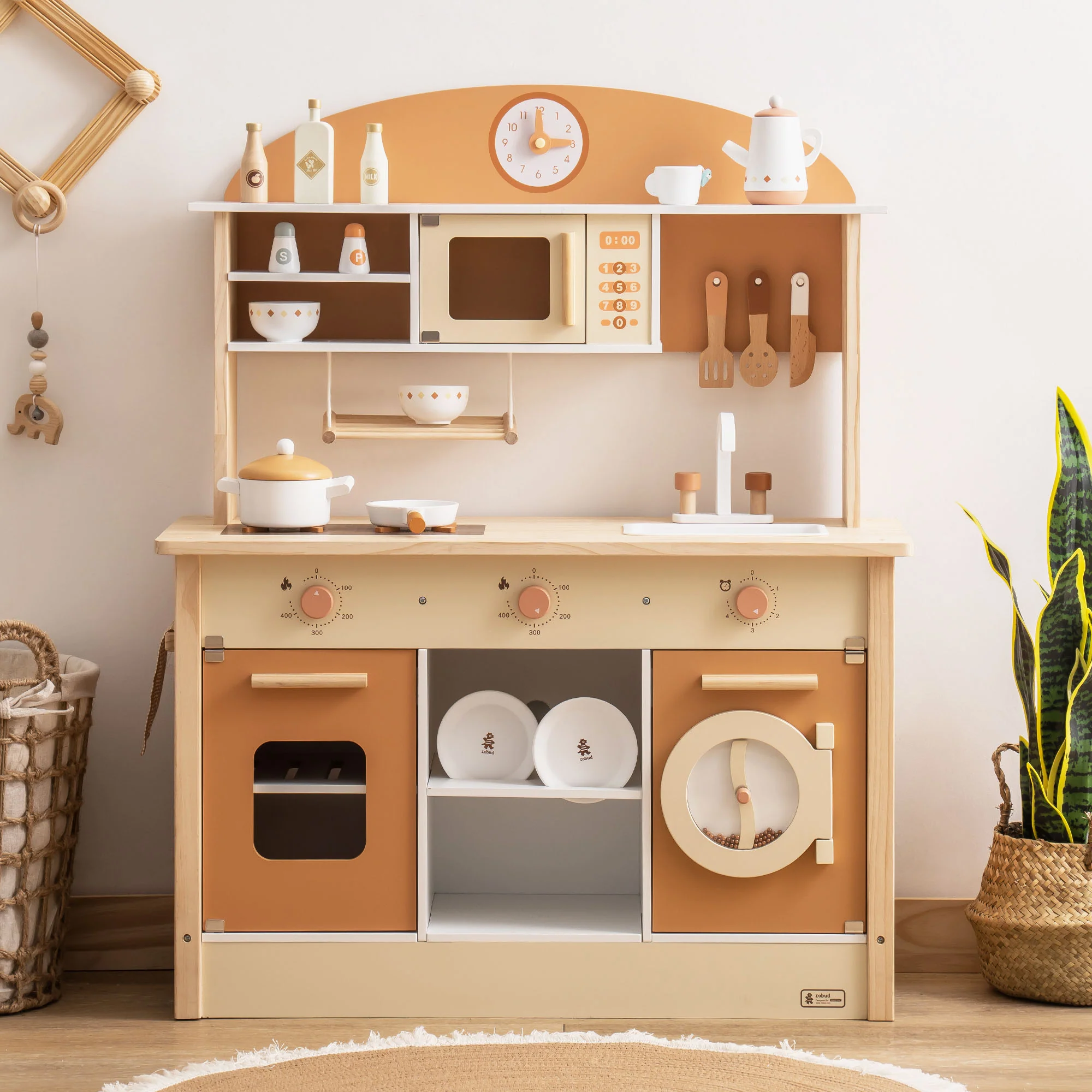 Robud Wooden Play Kitchen with Realistic Accessories - Image 4