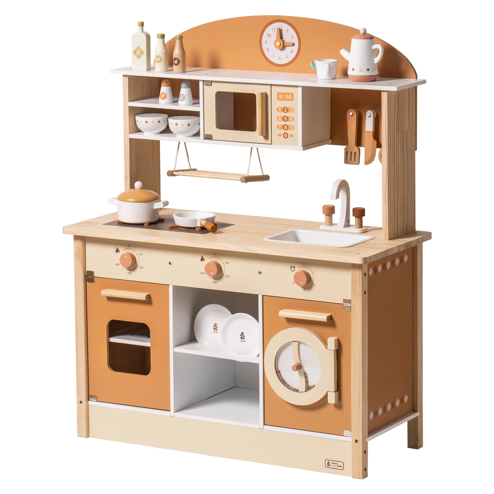 Robud Wooden Play Kitchen with Realistic Accessories - Image 5