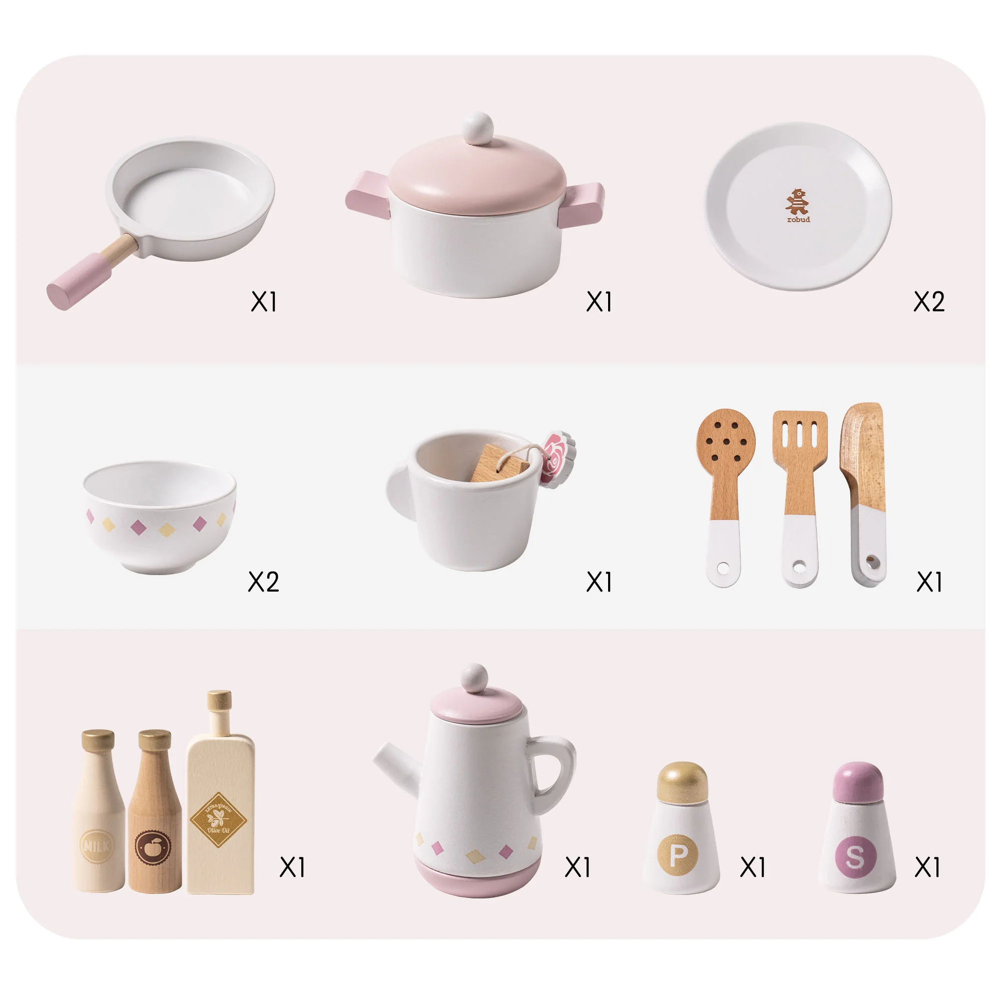 Robud Wooden Play Kitchen with Realistic Accessories - Image 9