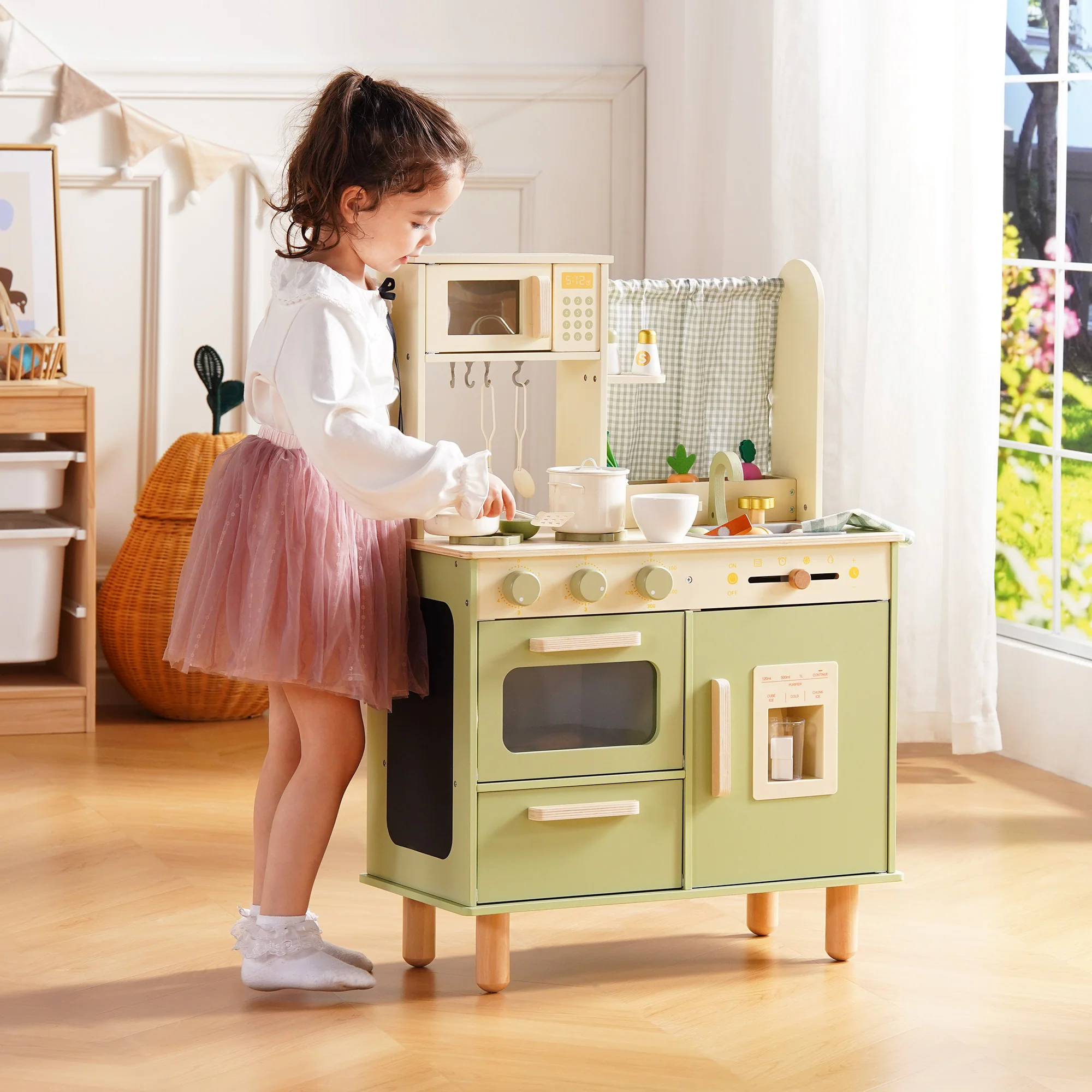 ROBUD Wooden Pretend Play Kitchen Set for Kids - Image 14