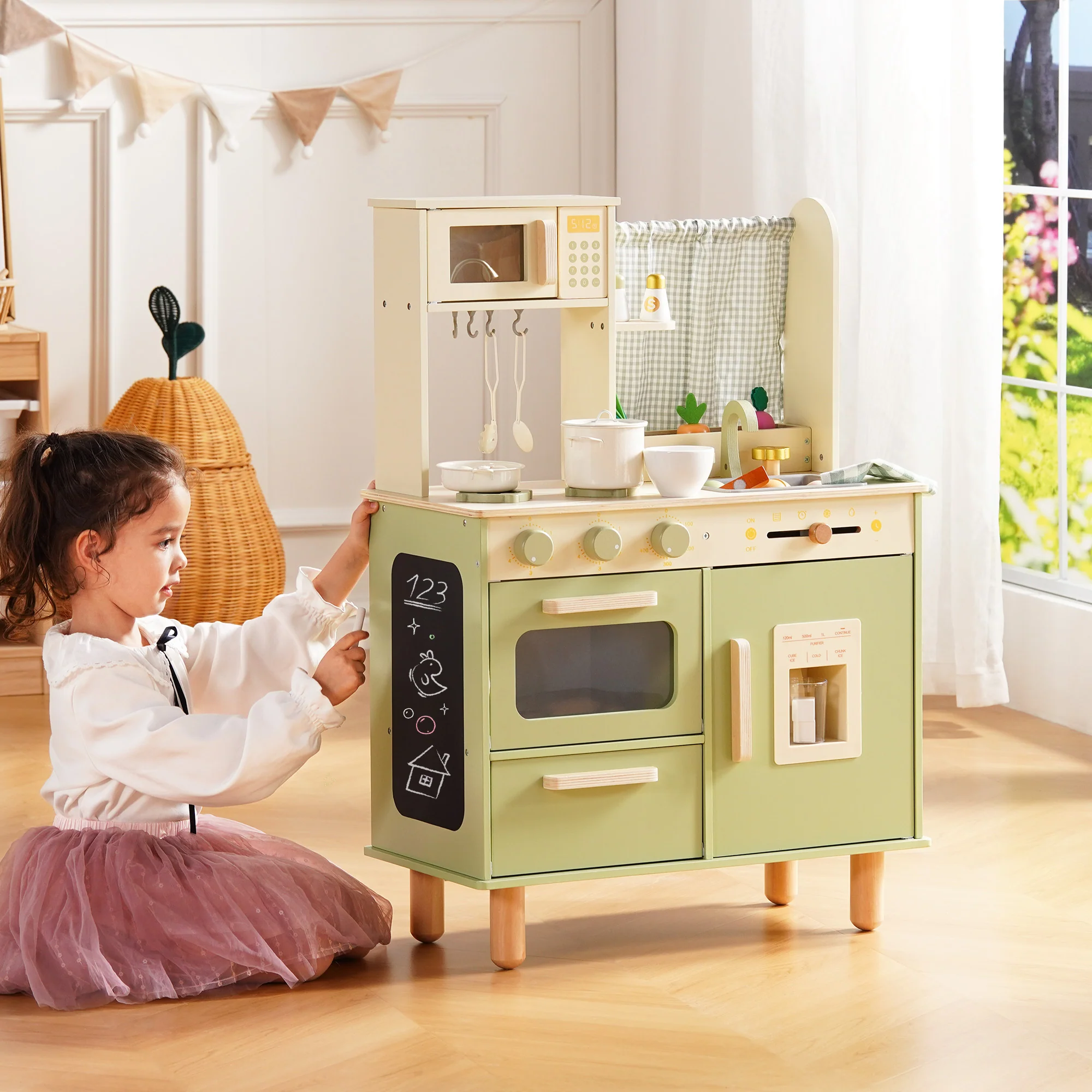 ROBUD Wooden Pretend Play Kitchen Set for Kids - Image 15
