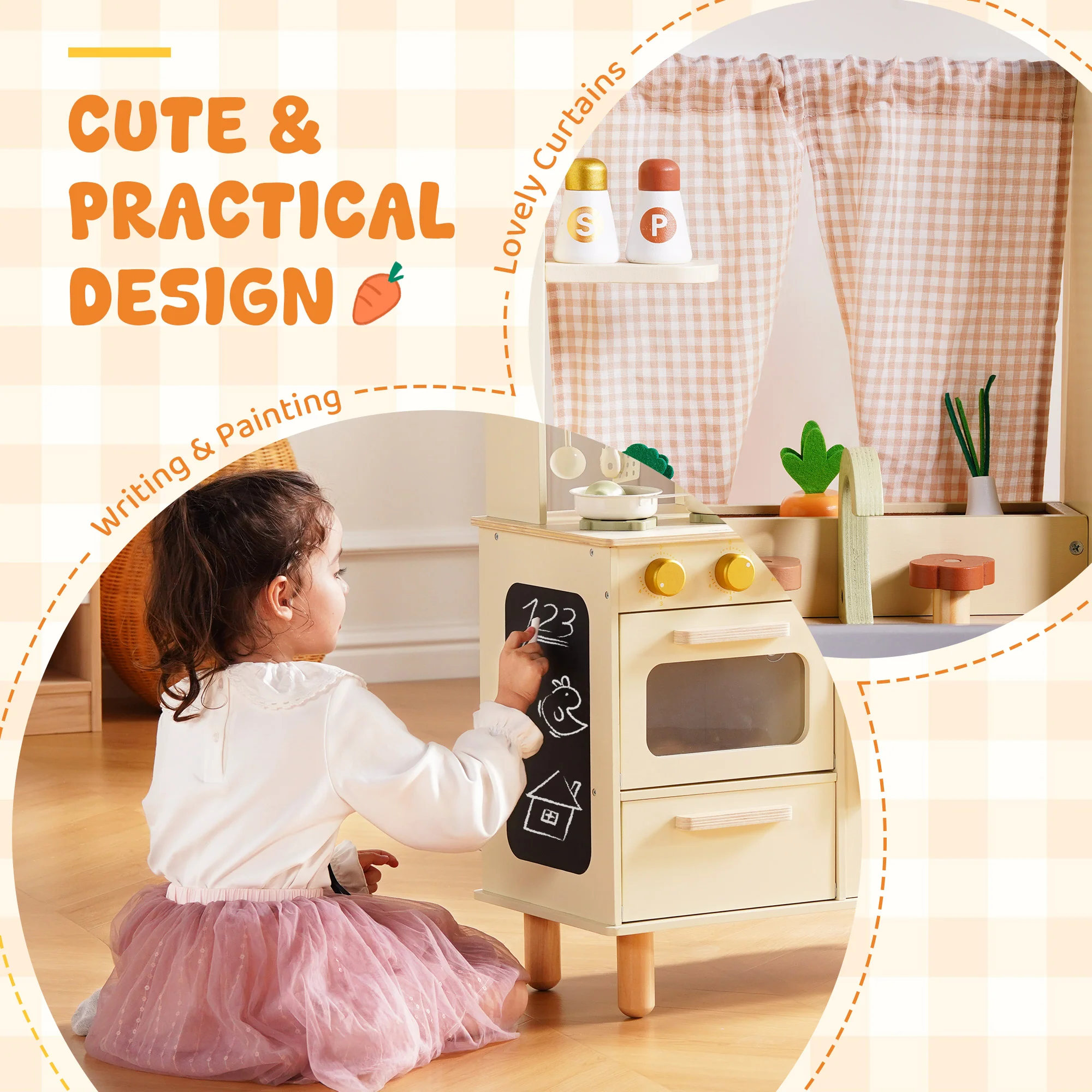 ROBUD Wooden Pretend Play Kitchen Set for Kids - Image 6