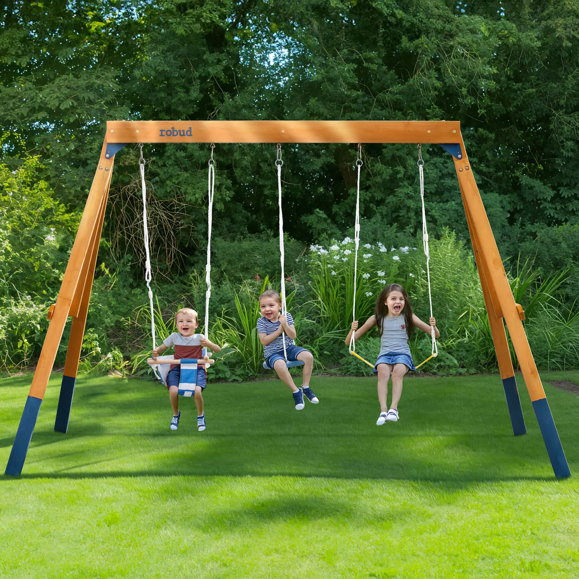 ROBUD Wooden Swing Set with Swings for Kids - Image 2