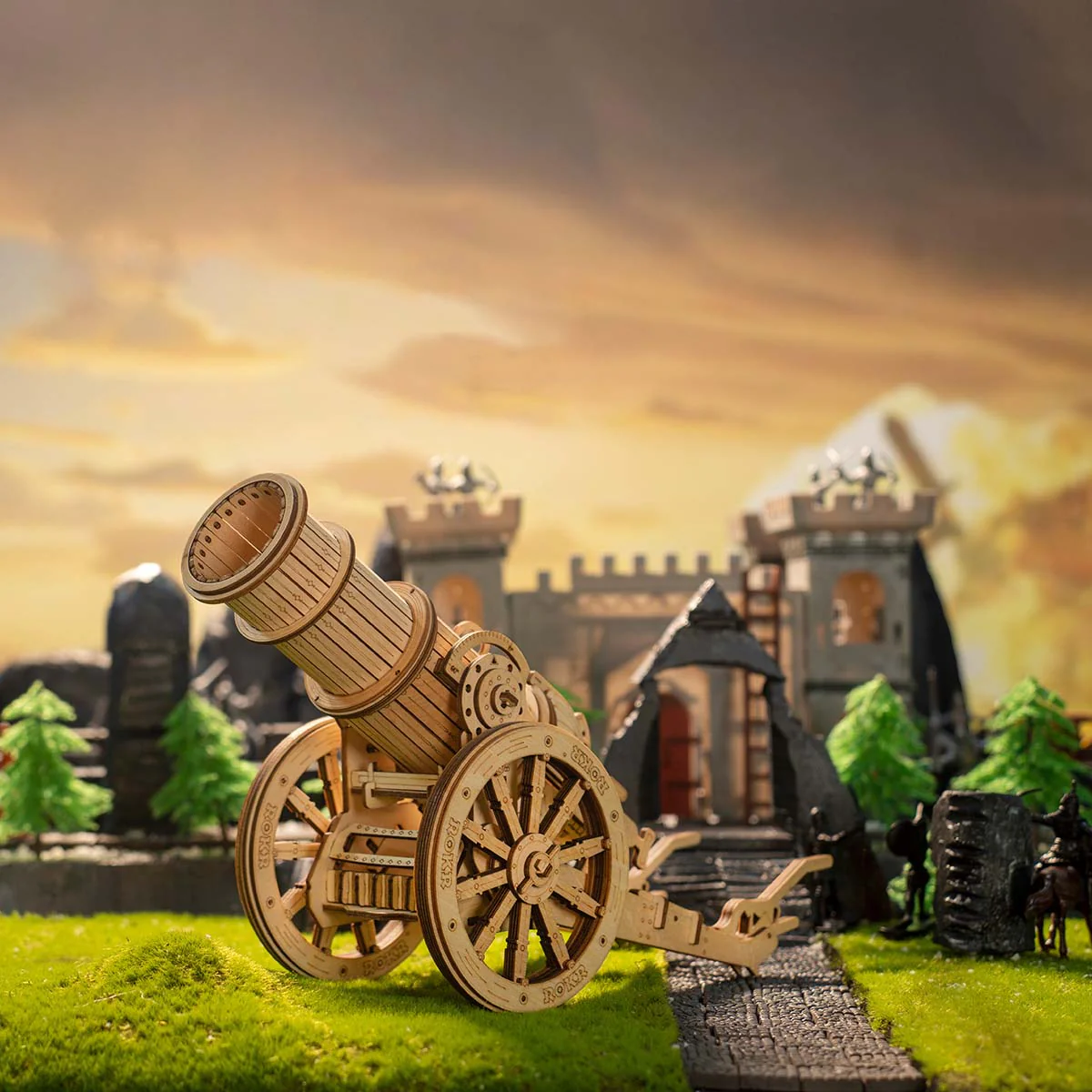 ROKR 3D Wooden Puzzle Wheeled Siege Artillery KW801 - Image 3