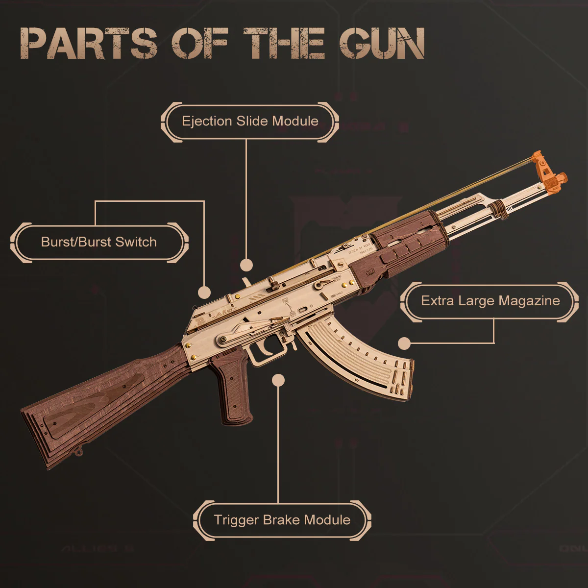 ROKR AK-47 Assault Rifle Toy Gun 3D Wooden Puzzle LQ901 - Image 3