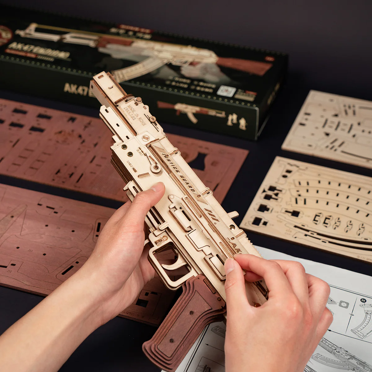 ROKR AK-47 Assault Rifle Toy Gun 3D Wooden Puzzle LQ901 - Image 9