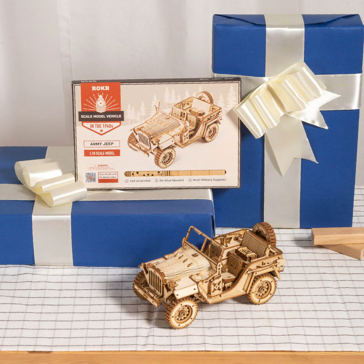 ROKR Army Jeep Scale Model 3D Wooden Puzzle MC701 - Image 4