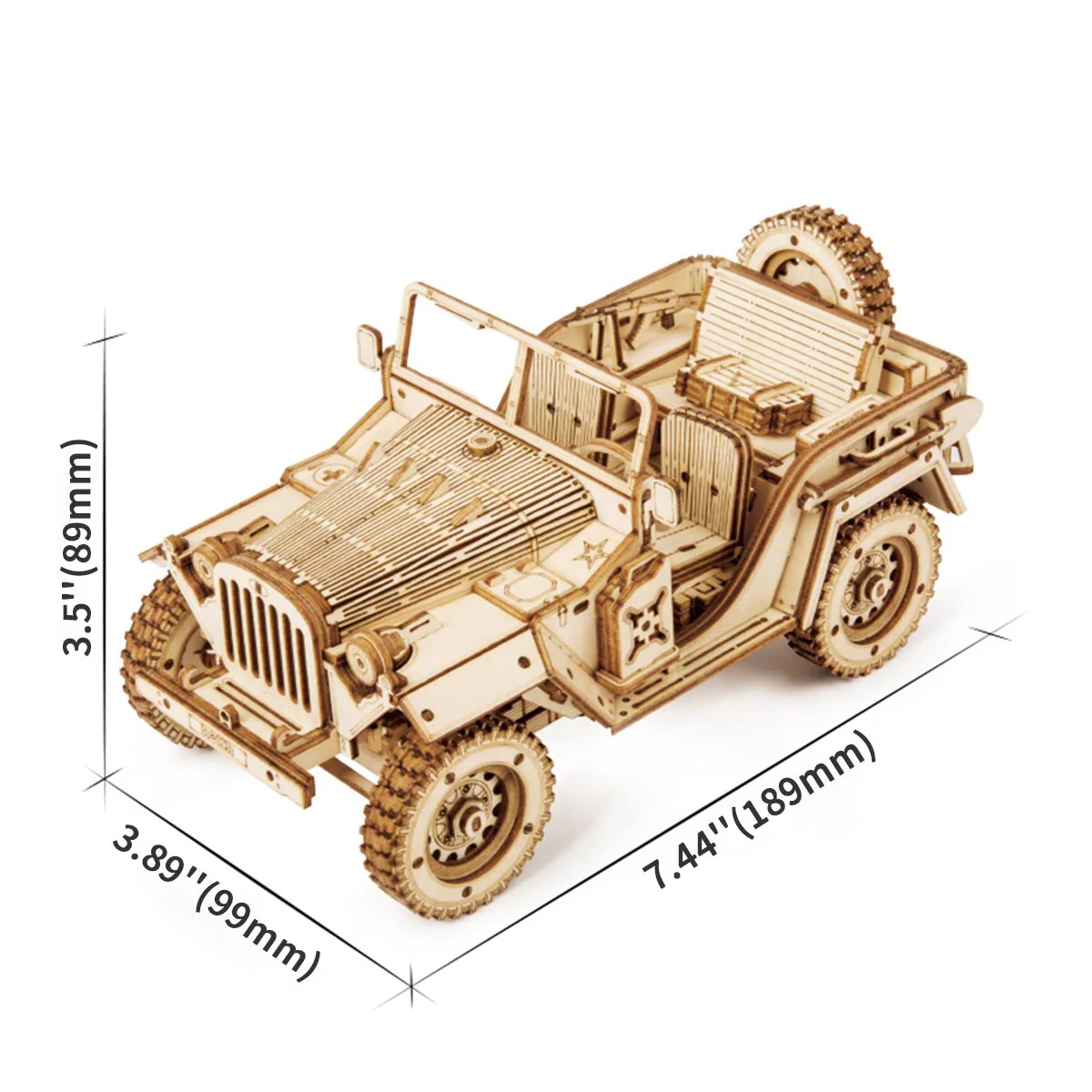ROKR Army Jeep Scale Model 3D Wooden Puzzle MC701 - Image 6