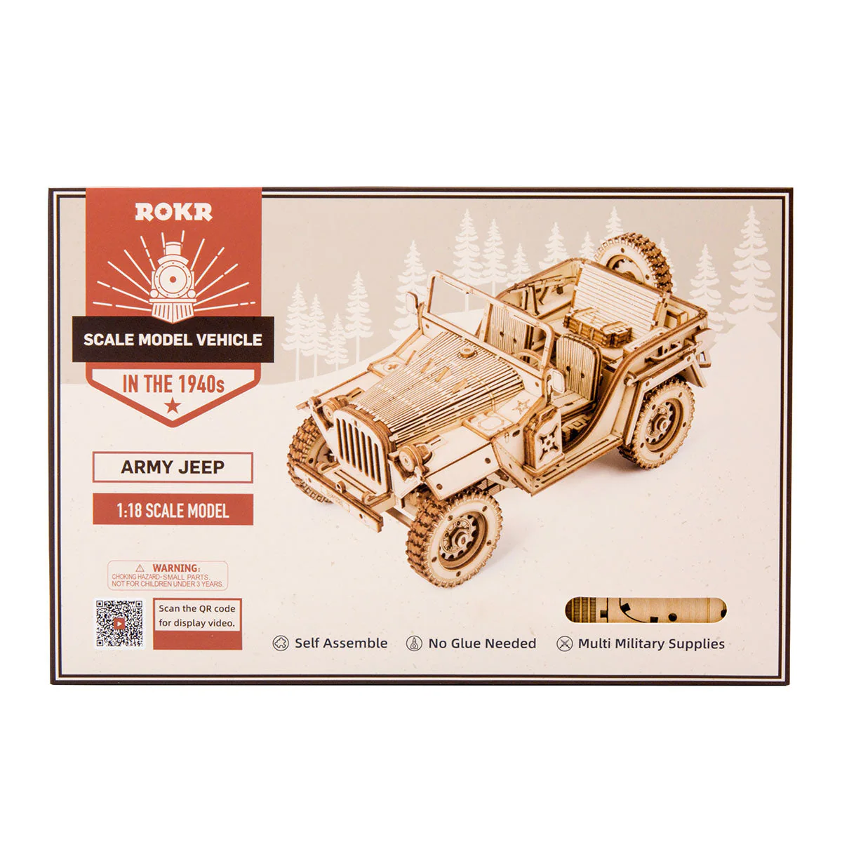 ROKR Army Jeep Scale Model 3D Wooden Puzzle MC701 - Image 7