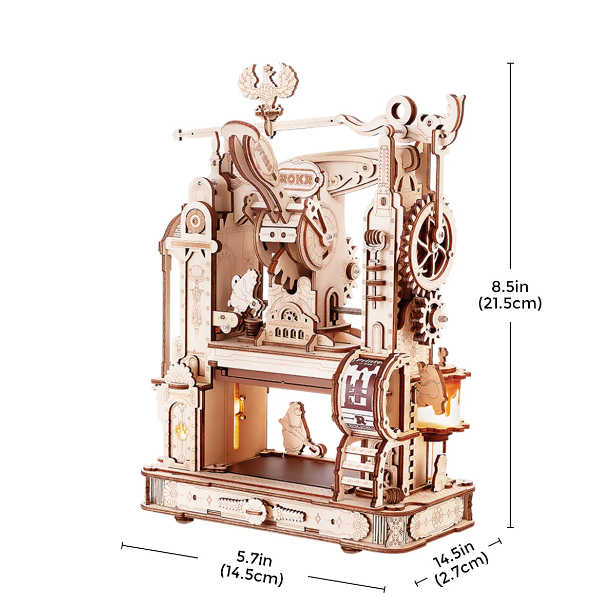 ROKR Classic Printing Press Mechanical 3D Wooden Puzzle LK602 - Image 6
