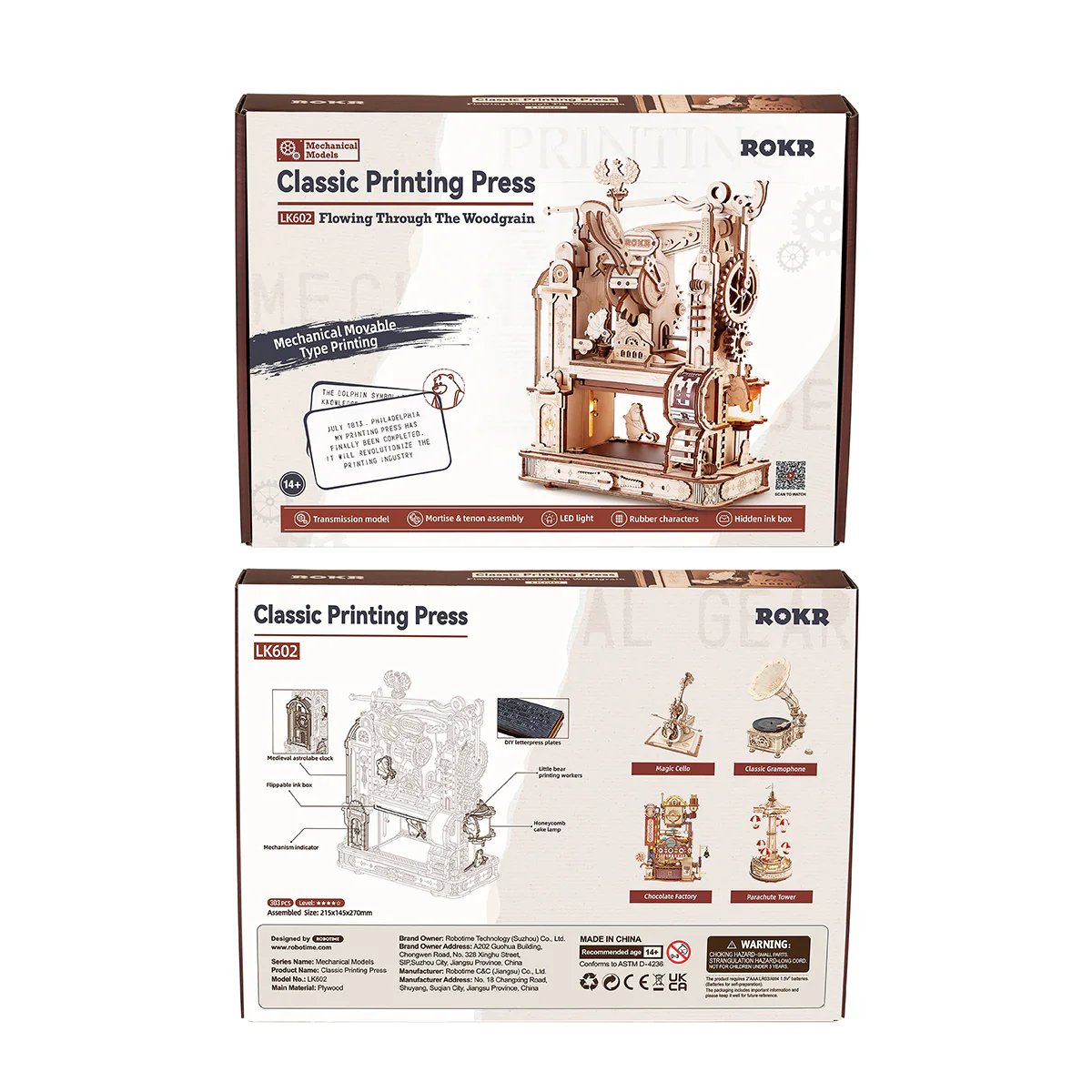 ROKR Classic Printing Press Mechanical 3D Wooden Puzzle LK602 - Image 7