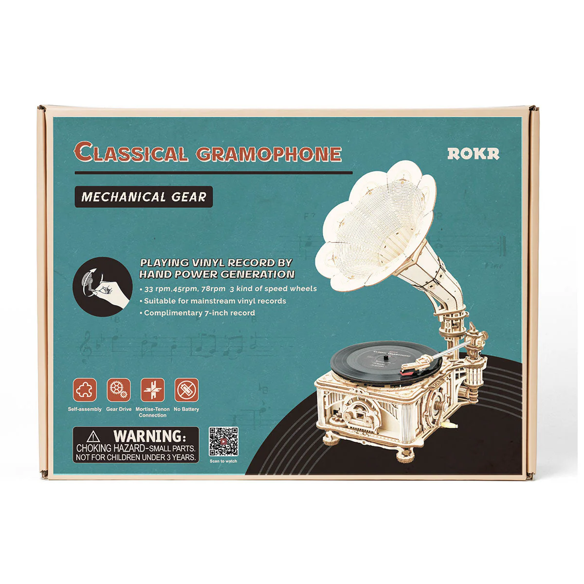 ROKR DIY Crank Classic Gramophone LKB01 (Hand Rotating) - Image 6