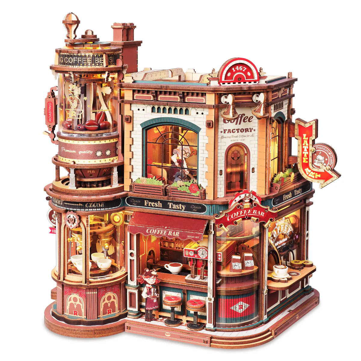 ROKR Dream Coffee Factory Music Box Wooden 3D Puzzle EAB02