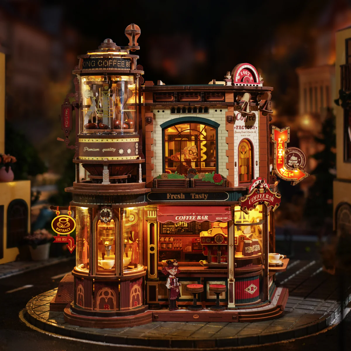ROKR Dream Coffee Factory Music Box Wooden 3D Puzzle EAB02 - Image 3