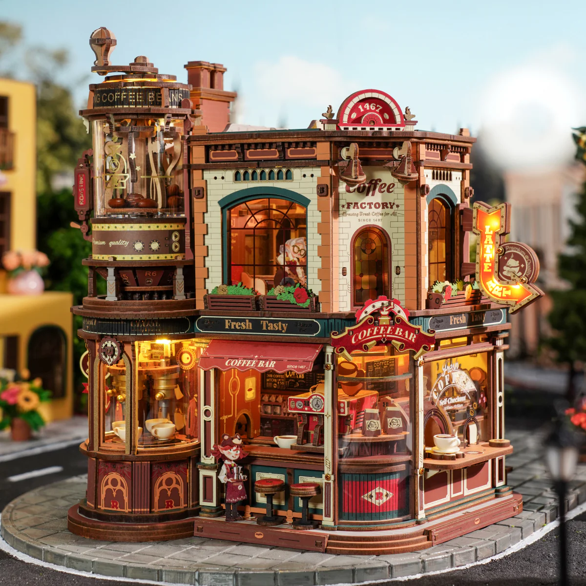 ROKR Dream Coffee Factory Music Box Wooden 3D Puzzle EAB02 - Image 6