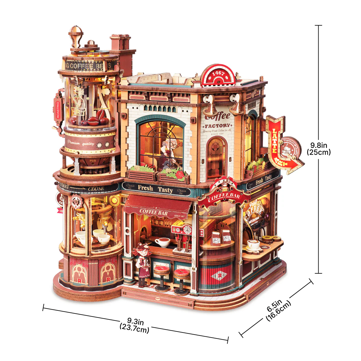 ROKR Dream Coffee Factory Music Box Wooden 3D Puzzle EAB02 - Image 8
