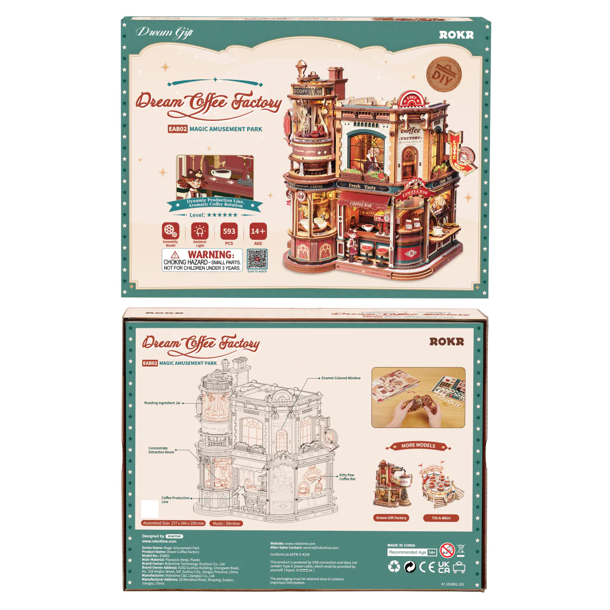 ROKR Dream Coffee Factory Music Box Wooden 3D Puzzle EAB02 - Image 9
