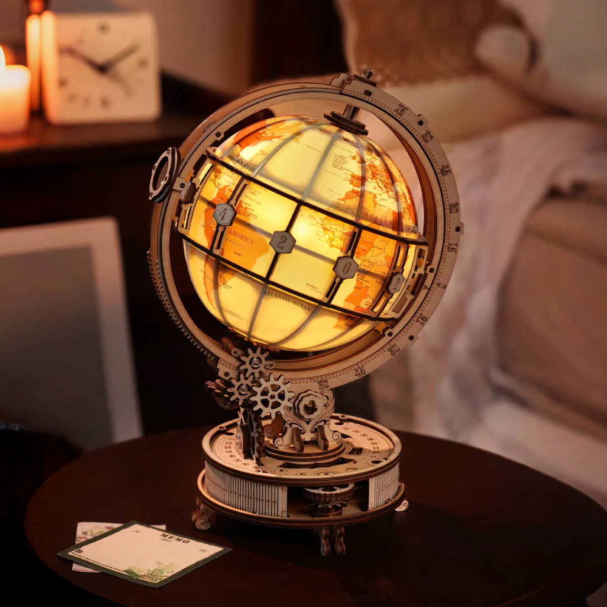 ROKR Luminous Globe 3D Wooden Puzzle ST003D (Electric Version) - Image 2