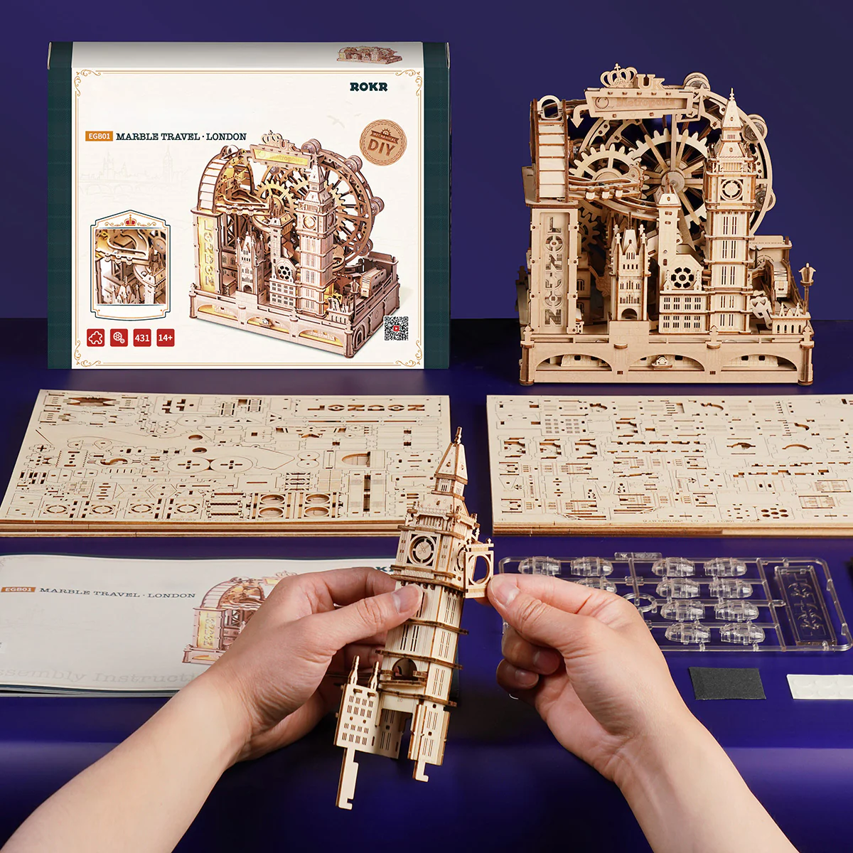 ROKR Marble Travel • London Marble Run Wooden 3D Puzzle EGB01 - Image 6