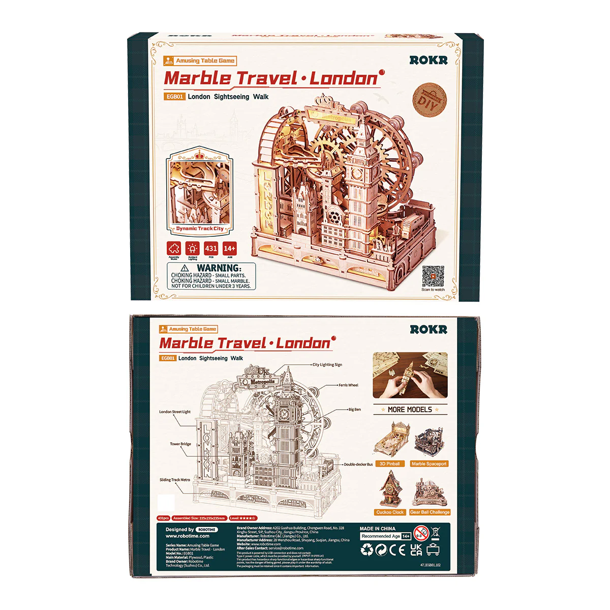 ROKR Marble Travel • London Marble Run Wooden 3D Puzzle EGB01 - Image 8