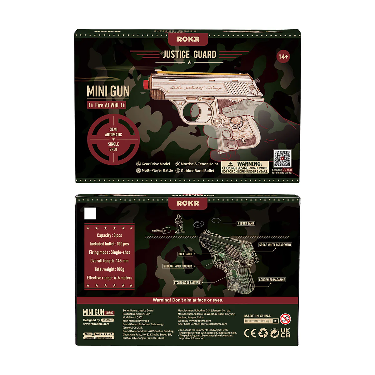 ROKR Mini Gun Wooden 3D Puzzle Toy Gun LQ502 - Image 6