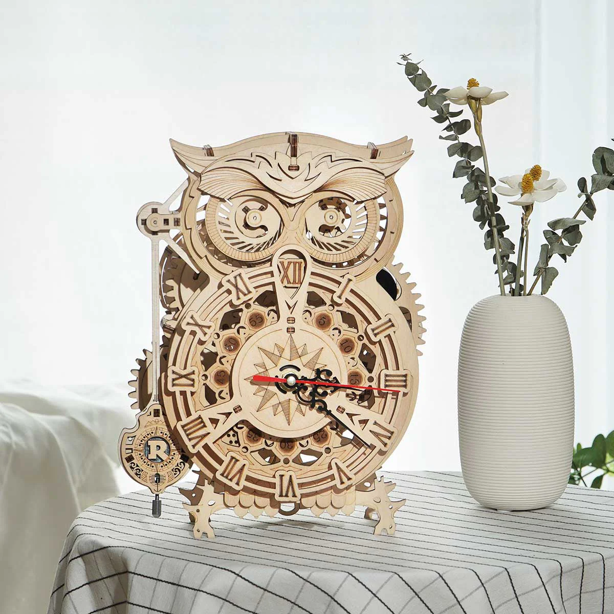 ROKR Owl Clock Mechanical Gears 3D Wooden Puzzle LK503 - Image 2