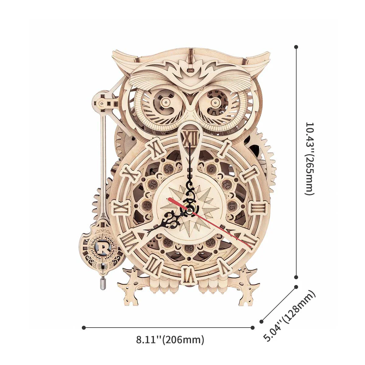 ROKR Owl Clock Mechanical Gears 3D Wooden Puzzle LK503 - Image 4