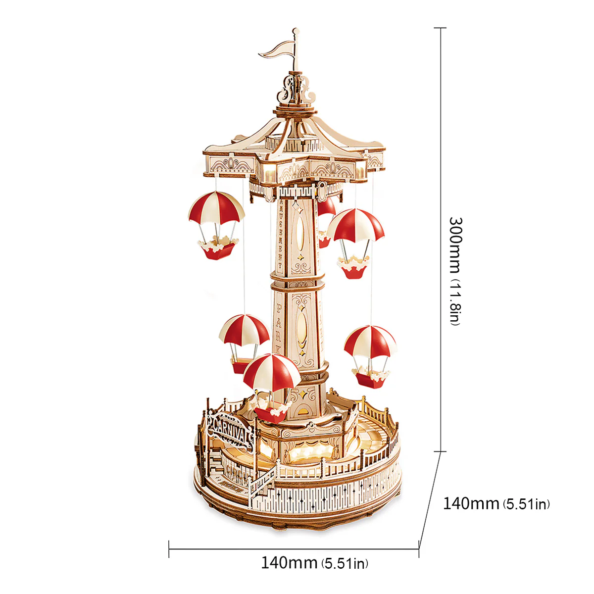 ROKR Parachute Tower DIY Music Box 3D Wooden Puzzle EA01 - Image 5