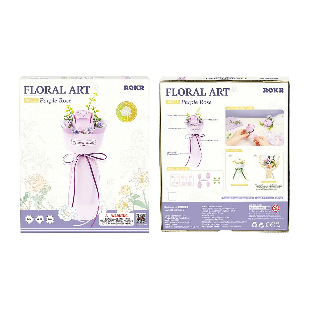ROKR Purple Rose DIY Bouquet 3D Puzzle AF021 - Image 7
