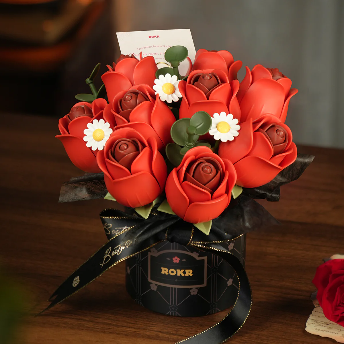 ROKR Red Rose Bouquet DIY 3D Puzzle AF02J - Image 7