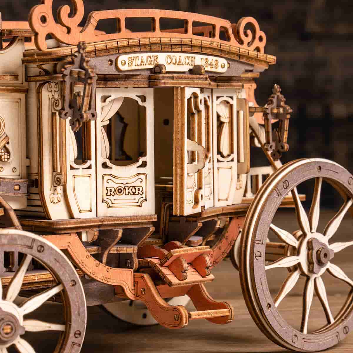 ROKR Stagecoach Mechanical Music Box 3D Wooden Puzzle AMKA1 - Image 4