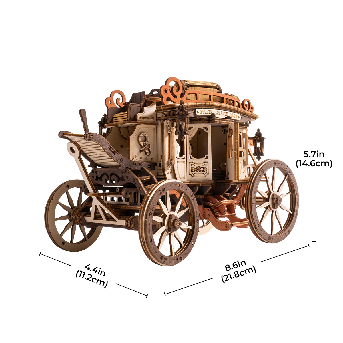 ROKR Stagecoach Mechanical Music Box 3D Wooden Puzzle AMKA1 - Image 5