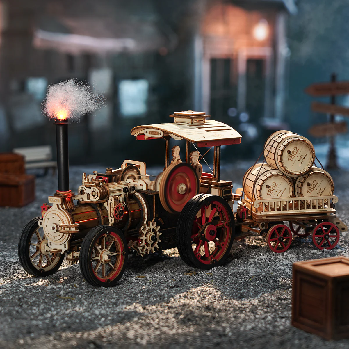 ROKR Steam Engine Mechanical 3D Wooden Puzzle LKA01 (Battery powered) - Image 3