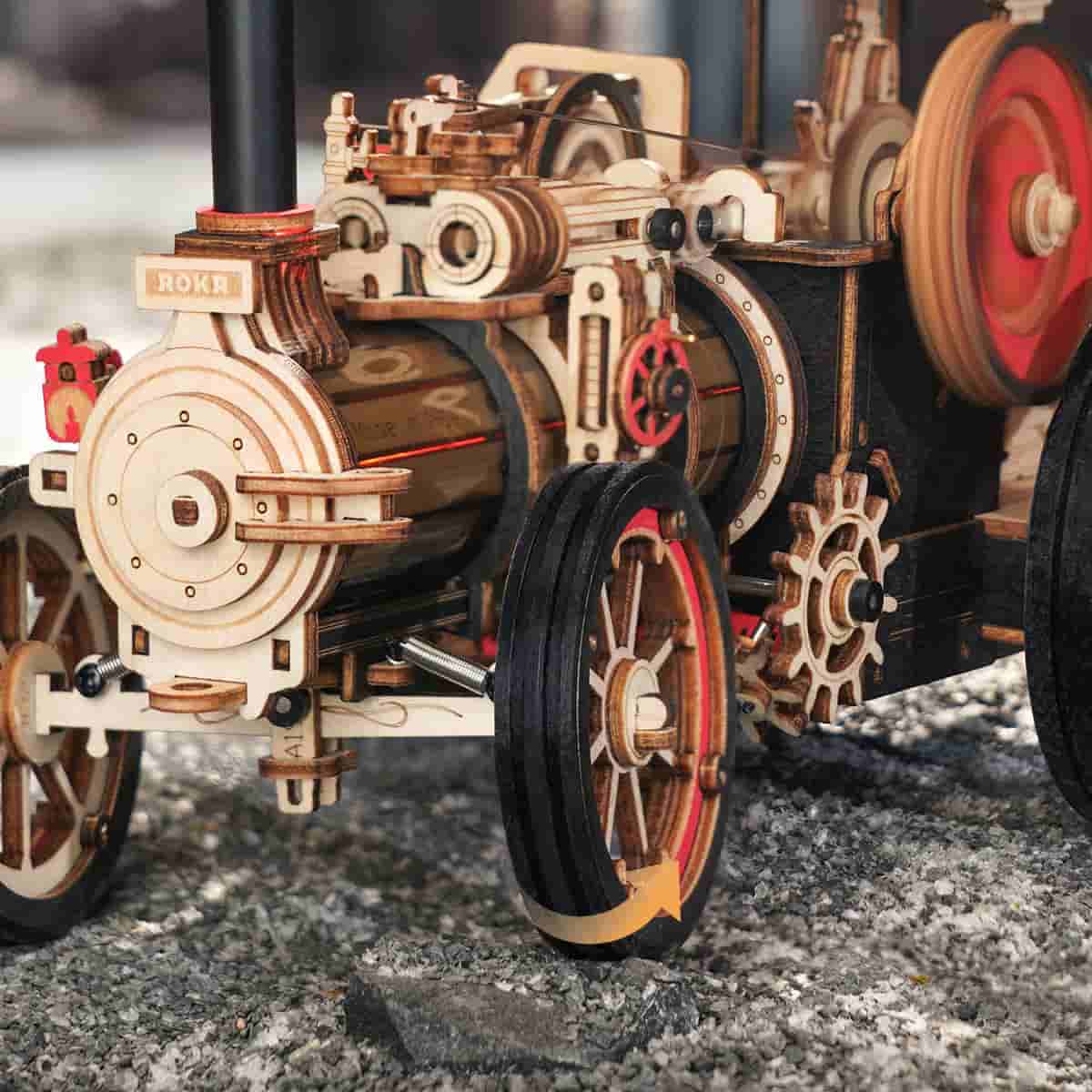 ROKR Steam Engine Mechanical 3D Wooden Puzzle LKA01 (Battery powered) - Image 6