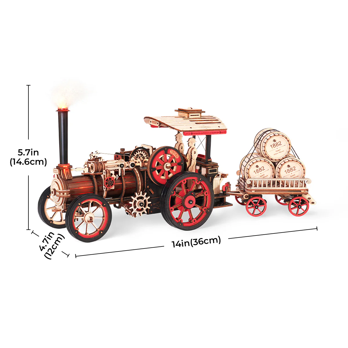 ROKR Steam Engine Mechanical 3D Wooden Puzzle LKA01 (Battery powered) - Image 8