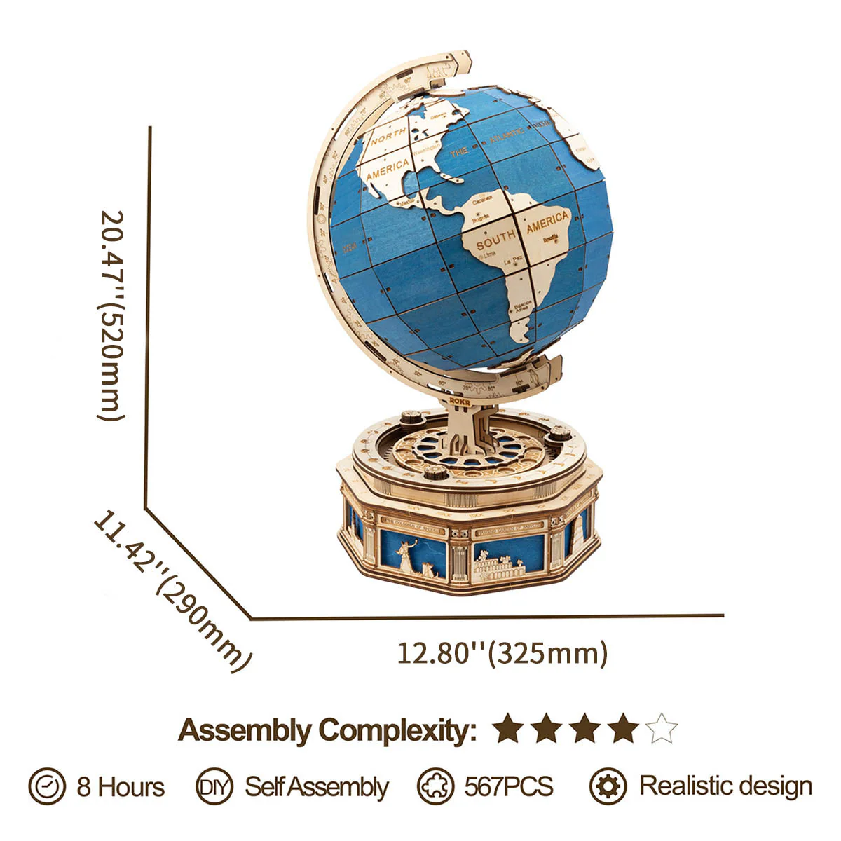 ROKR The Globe Model 3D Wooden Puzzle ST002 - Image 5