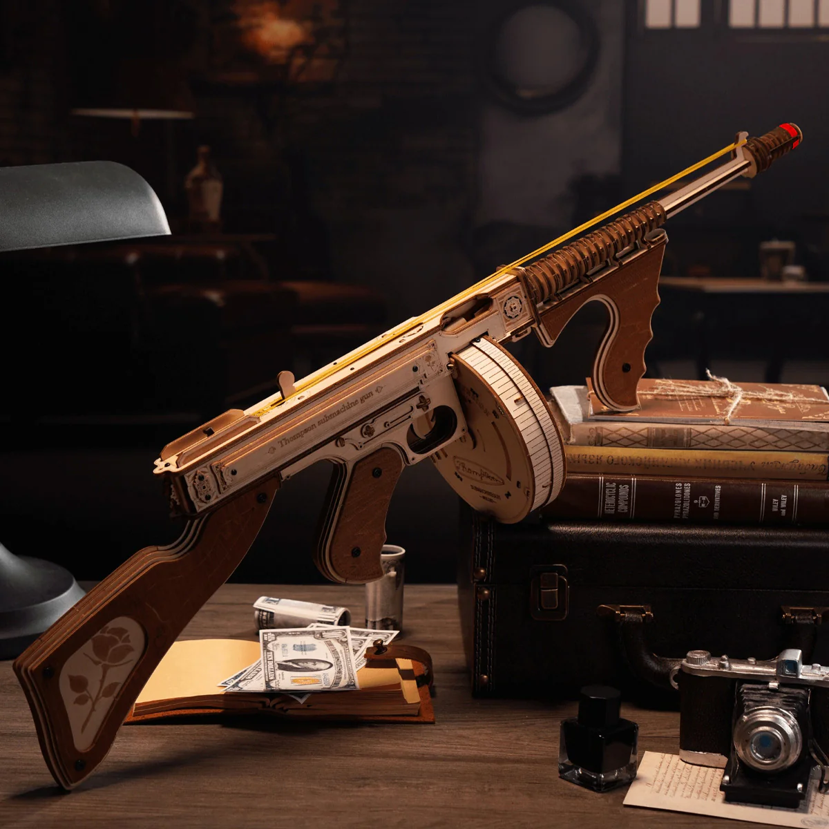 ROKR Thompson Submachine Toy Gun 3D Wooden Puzzle LQB01 - Image 8