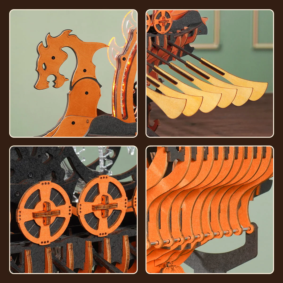 ROKR Viking Dragon Ship Mechanical 3D Wooden Puzzle LK802 - Image 3