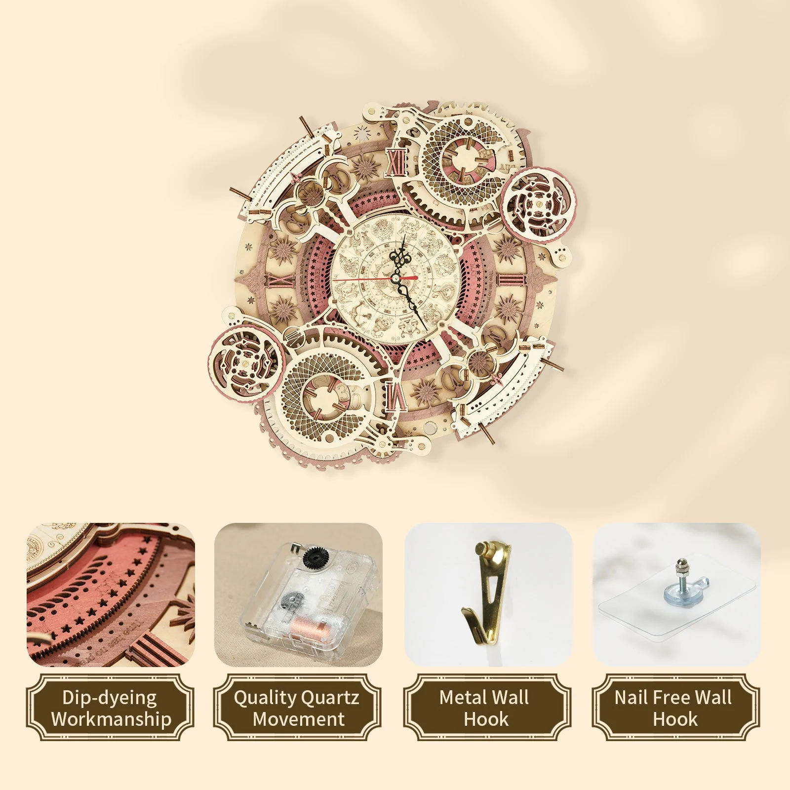 ROKR Zodiac Wall Clock Mechanical Time Art Engine LC601 - Image 6